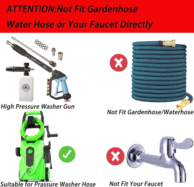 GDHXW Pressure Washer Gun with Foam Cannon, Adjustable Extension Wand, 5 Nozzles, 360° Swivel, 5000 PSI