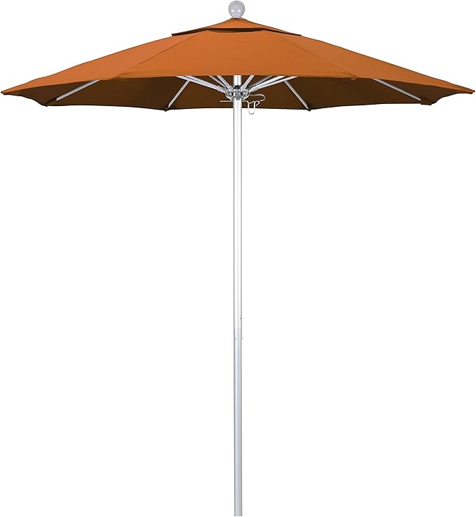 California Umbrella 7.5' Rd. Venture Series Contract Grade Patio Umbrella, Push Open Pin Stop, Silver Finish, Solution Dyed Tuscan