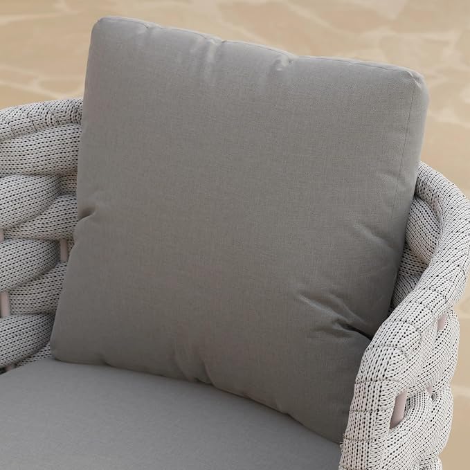 LOVEDIMA Outdoor Dining Chairs Set of 2, Aluminum Patio Dining Chairs with Armrests, Handwoven Wicker Rattan Patio Chairs, Weather Resistant Outdoor Chairs for Patio Garden Balcony Deck