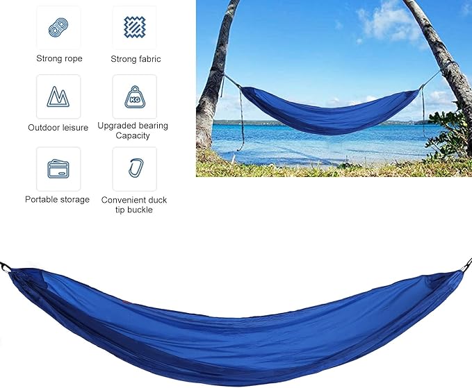 Camping Hammock, Portable Parachute Hammock,Single Lightweigtht Hammock Swing,with Storage Bag and Snap Hook for Outdoor Activities (Blue)