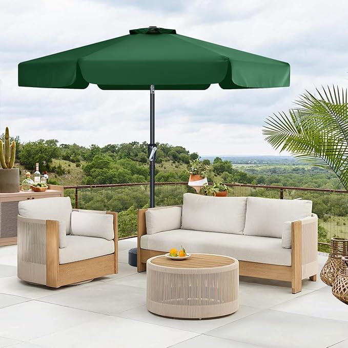 MASTERCANOPY 7.5ft Patio Umbrella with Valance, Crank and Tilt – 6 Ribs Outdoor Market Umbrella, UV/Fade Resistant, Waterproof Canopy with Wind Vent for Garden, Deck, Backyard, Pool (Forest Green)