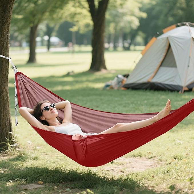 Dark Red Solid Color Pure Plain 330lb Capacity Outdoor Hammocks with Tree Straps Backyard Hammock for Outside Patio Garden hamaca con soporte para adultos