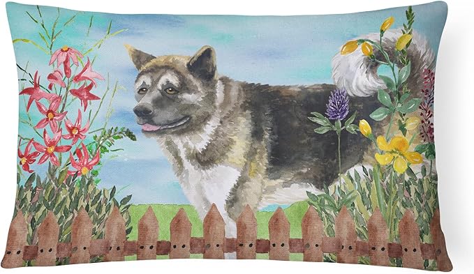 Caroline's Treasures CK1231PW1216 American Akita Spring Canvas Fabric Decorative Pillow Machine Washable, Indoor Outdoor Decorative Pillow for Couch, Bed or Patio, 12HX16W