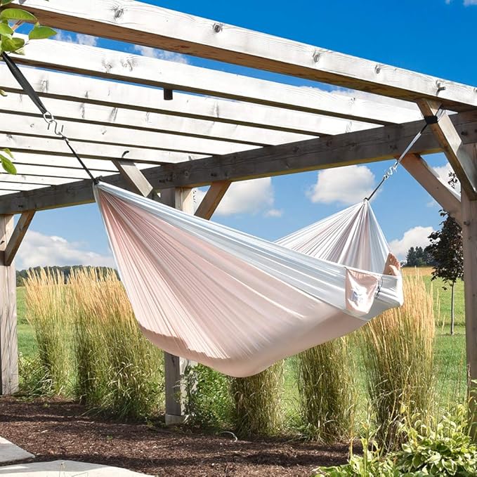 Vivere Double Parachute Camping Hammock, Includes Stuff-Sack (Sand/Sky)