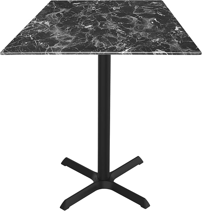 HBS 36" Tall OD211 Indoor/Outdoor All-Season Table with 32" x 32" Square Black Marble Top