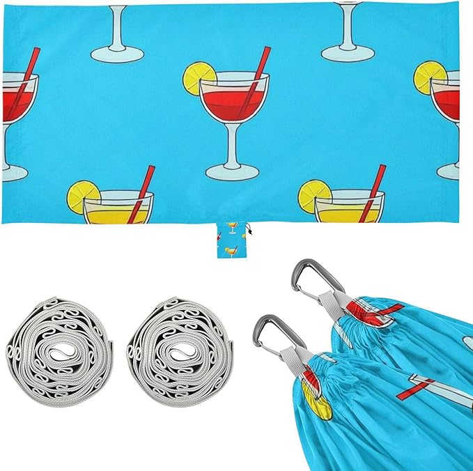Summer Lemon Drink Blue 330lb Capacity Hammocks for Camping with Hanging Rope Portable Hammock for Outside Patio Backyard Poolside hamaca inflable para Piscina