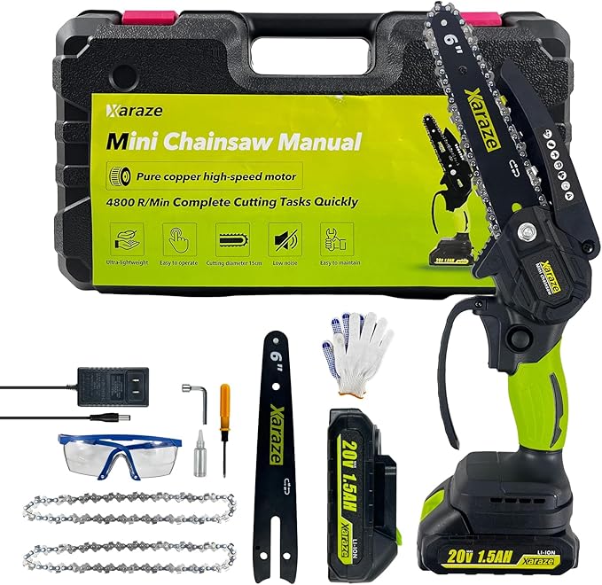 Mini Chainsaw Cordless, 6 Inch Hand Held Portable Electric Chainsaws [2026 Upgraded] Small Chain Saw Battery Powered for Garden and Tree Trimmer, Ideal Gardening Gift for Women and Man