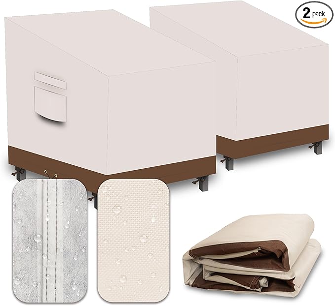 Heavy Duty Patio Chair Covers Waterproof Outdoor, 2 Pack 600D Patio Furniture Covers for Outdoor Rocking Swivel Adirondack Chairs, Lounge Deep Seat 38'' W x 31''D x 24''H/ 29''H Beige Brown