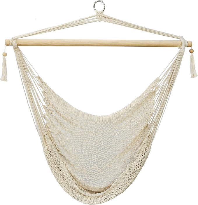 Strong Camel Hanging Caribbean Polyester Hammock Chair 48 Inch (White)