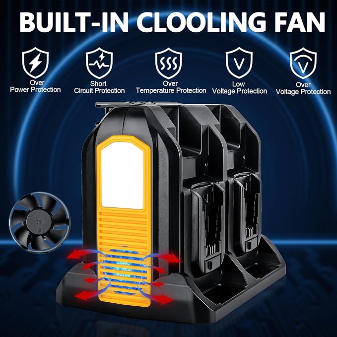 350W Portable Power Supply Inverter Compatible with Dewalt 20V Li-ion Battery, 4 Port Pure Sine Wave Inverter DC 20V to AC 120V with AC Output, USB Port, Type-C Port, 300LM LED Light Emergency