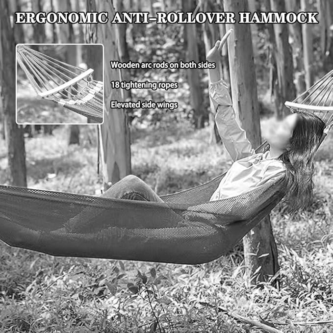 2-Pack Summer Ice Silk Hammock, Beach Comfortable Anti-Rollover Double Hanging Bed, Relax/Sleep, Load Bearing 300kg/661.4lbs(Red+Green)