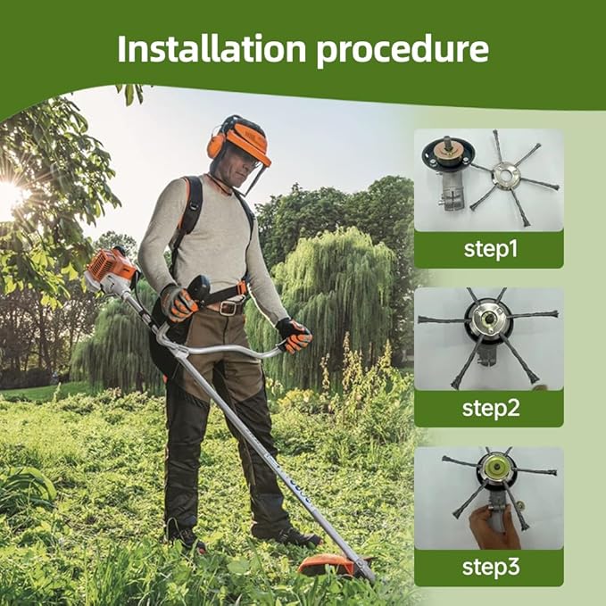 Steel Wire Grass Trimmer Head, 6 Inch Universal Steel Wire Trimmer Head for Weed Eater, Compatible with Most Lawn Mower,Tool-Free Installation (1)