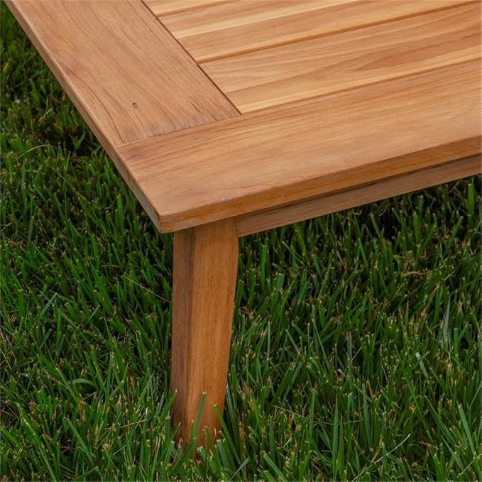 Linon Farrah Outdoor Teak Wood Coffee Table 12.4" High in Natural Oil Finish
