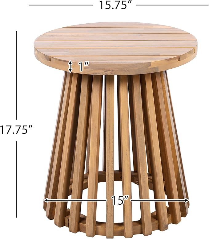 Christopher Knight Home Lucy Acacia Wood Outdoor Patio Furniture Set, 3 Pieces Patio Set, Round Side Table and ArmChairs Conversation Set with Cushion for Garden Lawn Balcony, Blue + Light Teak