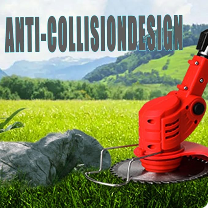 Weed Wacker, Electric Weed Wacker Cordless Trimmer,Grass Trimmer Stingless Lightweight Grass Weedeater Battery Powered 3 Types Blades,2 Batteries, 1 Chargerfor Lawn, Yard, Garden (red)