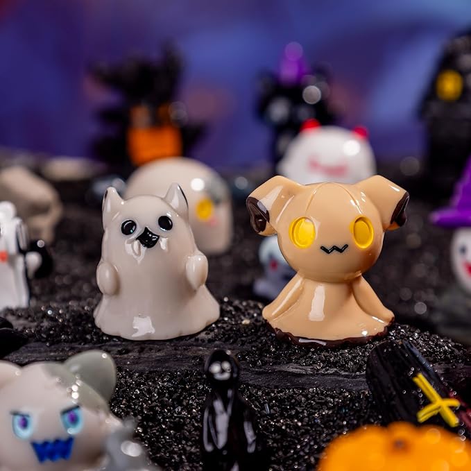 44P Mini Halloween Figurines Tiny Figures Resin Miniature Little Small Figurines Bulk for Micro Fairy Garden Landscape Accessories Hide Crafts Decor