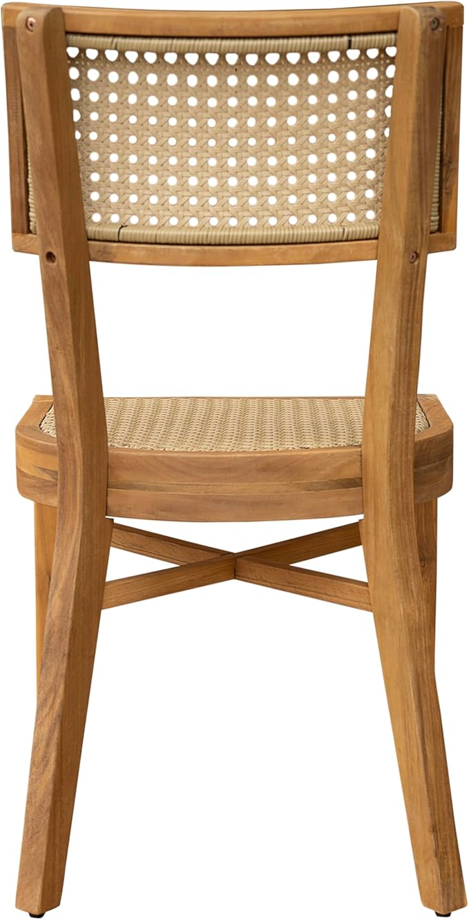 Christopher Knight Home Neeko Acacia Wood Patio Dining Set for 4, Solid Wood Outdoor Dining Table Set for 4, Round Dining Table and Chairs Set of 4, Teak+Light Brown