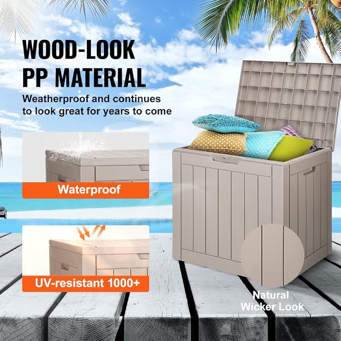 free-space 31 Gallon Resin Outdoor Storage Deck Box, Waterproof Weatherproof Patio Storage Organizer for Cushions, Garden Tools & Outdoor Accessories