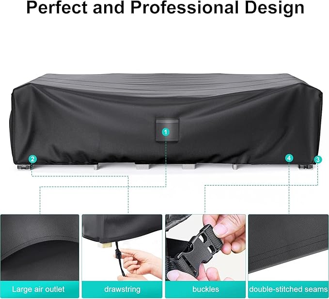 Patio Furniture Covers, Heavy Duty Outdoor Furniture Cover Waterproof, Sectional Sofa Set Covers Table and Chair Set Cover, 98"L×78"W×32"H