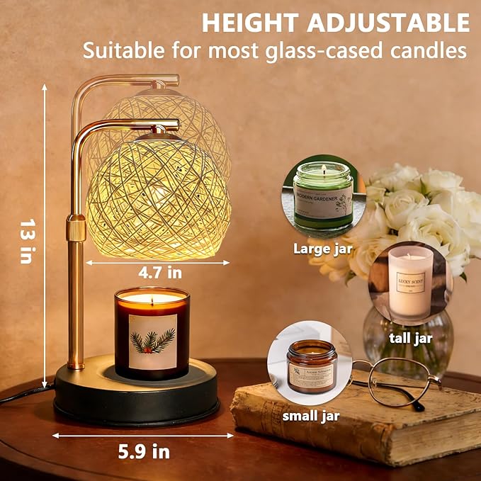2-Pack Smart Timer Wax Warmer Lamp,Dimmable Flameless Melting Wax Lamp with Auto-Off Function,2-in-1Candle Warmer,No Fire No Smoke Safe for Kids Room,Modern Home Decor Lamp Gift for Family