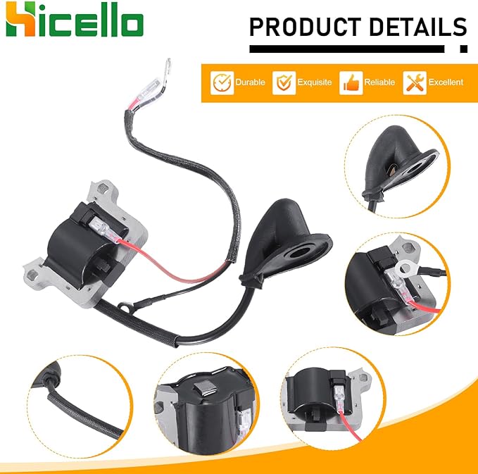 62mm Brush Cutter Ignition Coil, 43CC 49CC 52CC Strimmer Ignition Coil Module for 2-stroke Engine Grass Trimmer Multi Tool Tiller Cultivator Garden Machines