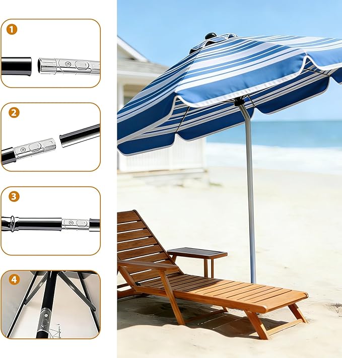 Patio Umbrella Replacement Parts, 1.5 Inch Outdoor Umbrella Pole Replacement with Push-Button Tilt Adjustment, Metal Parasol Mounting Bracket Accessory for Patio, Garden, Deck