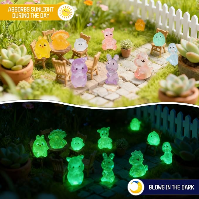 Mini Glow in The Dark Animal Resin Models,New Mystery Resin Animals Blind Bag,Mini Luminous Farm Ocean Figures,Animal Miniatures for Fairy Garden Accessories,Individually Wrapped Blind Bag(100PCS)