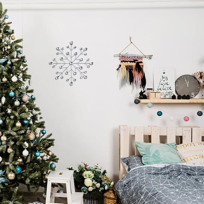 hogardeck Christmas Decorations Indoor, Metal Snowflakes for Winter Wall Decor, Xmas Wall Art Decor for Bathroom, Living Room, Porch, Garden, Yard