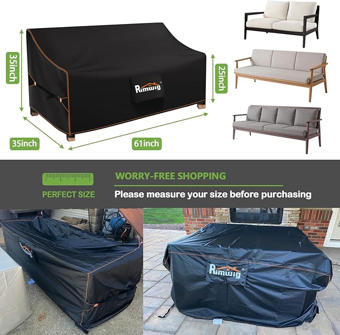 Outdoor Sofa Cover Waterproof 420D Oxford cloth Patio Sofa Covers with windproof Dustproof 60x35x33 inch Outdoor Couch Cover Fits to Outdoor Loveseat