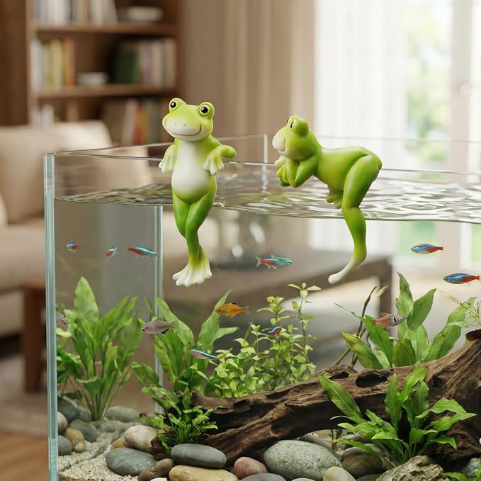 2PCS Frog Figurines Plant Pot Hugger Garden Statue Decor | Funny Plant Decoration for Pots Bonsai Succulents Aquariums, Creative Gift for Plant Parents (2 Unique Styles)