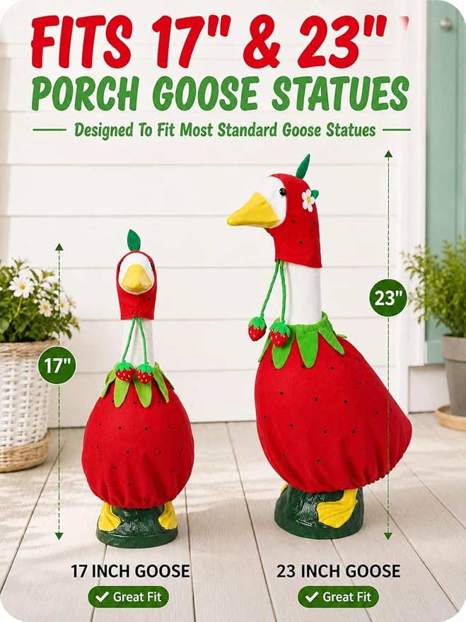 Porch Goose Outfits - 23" /17" Porch Goose Clothes for Lawn Yard (Red)