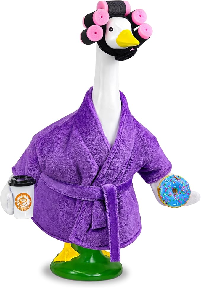 Lady Porch Goose Outfit Bathrobe Goose Outfit for 17/23" Outdoor Statue | Funny Porch Goose Outfits, Bathrobe Lawn Goose Outfit, Spring Summer Goose Outfit for 17/23" Lawn Geese for Garden Decoration