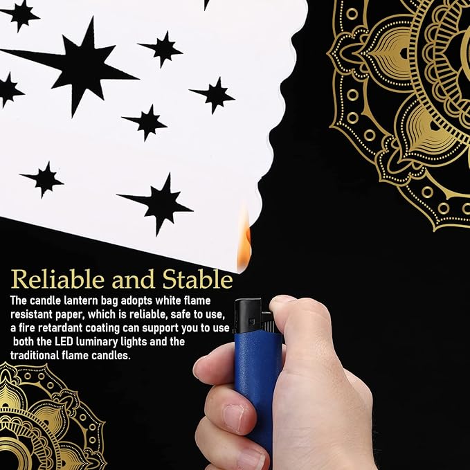 Sabary 50 Sets Luminary Bags with Flameless Tea Lights Outdoor Luminaries LED Lantern Candle Bags for Wedding Birthday Ramadan Christmas Party Decorations Romantic Decor(Firework)