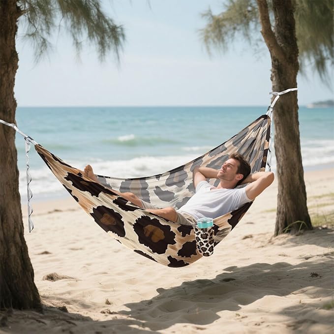 Leopard Print 330lb Capacity Camping Hammocks with Tree Straps Cloth Hammock for Patio Backyard Lounge Base Bases para hamacas para adultos