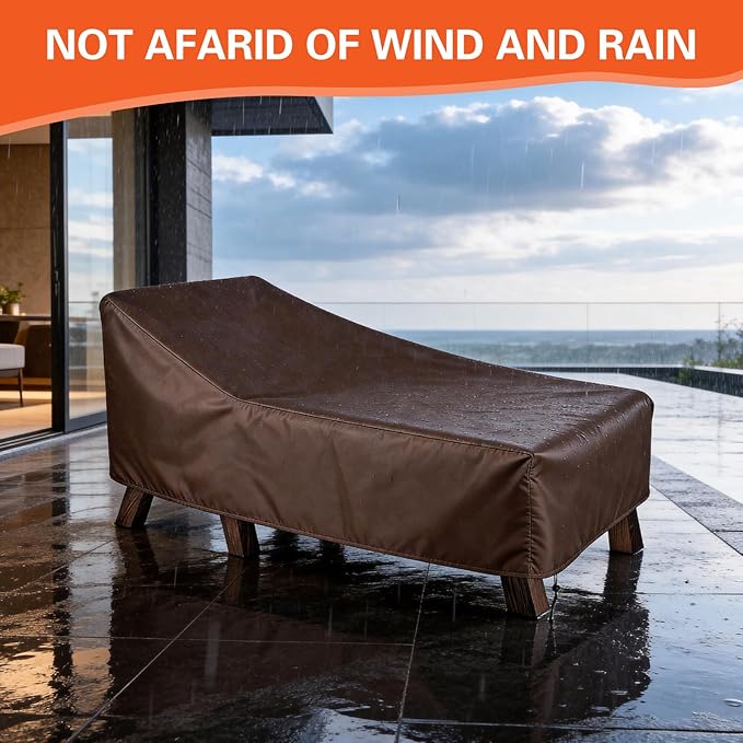 3 Pack Patio Chaise Lounge Chair Covers, Waterproof Patio Lounge Chair Covers 84x32x32 Inch with Storage Bags High-Tension Drawcord, All Weather Waterproof Anti-UV No Fading for Outdoor Lawn Furniture