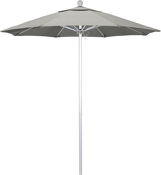 California Umbrella 7.5' Rd. Venture Series Contract Grade Patio Umbrella, Push Open Pin Stop, Silver Finish, Sunbrella Spectrum Cilantro