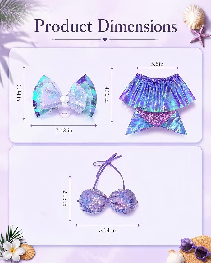 Lawn Goose Outfit Bikini Costume Set, Summer Porch Goose Outfit With Headband Sequin Top Ruffle Skirt Clothes, Fits Standard 23 Inch Porch Goose Statue, Outdoor Garden Yard Decor (Iridescent Purple)