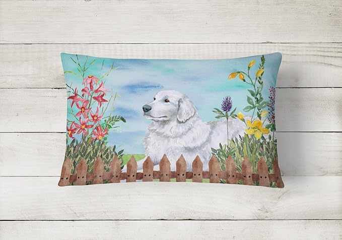Caroline's Treasures CK1237PW1216 Maremma Sheepdog Spring Canvas Fabric Decorative Pillow Machine Washable, Indoor Outdoor Decorative Pillow for Couch, Bed or Patio, 12HX16W