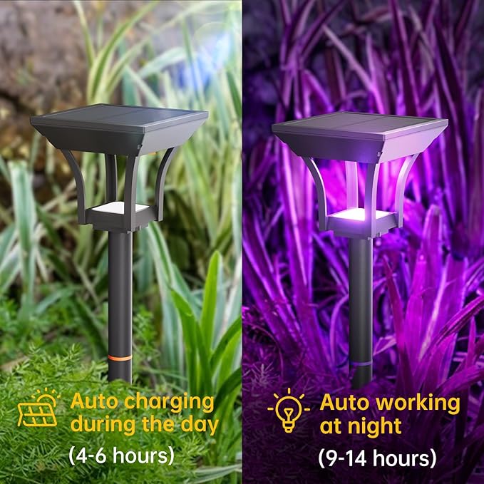 Solar Pathway Lights Outdoor, IP65 Waterproof Bright Solar Outdoor Lights, LED Solar Garden Lights Landscape Lighting for Walkway Lawn Patio Backyard (2 Pack, RGB)