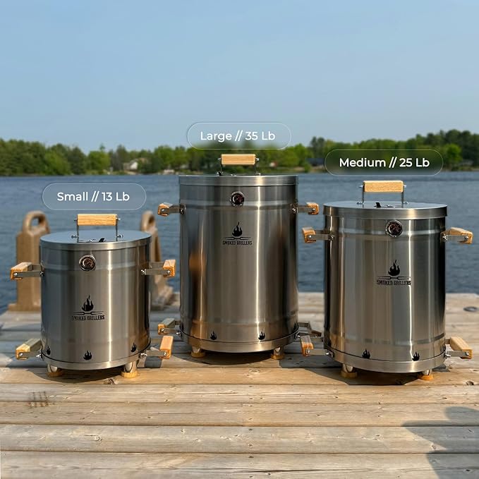 Barrel Smoker Grill Combo | 100% 304 Stainless Steel Barrel | 95% Less Smoke, Even Heat | Easy to Use & Clean – Vertical Smoker Ideal for Balconies and Backyards (LARGE-35 LBS)