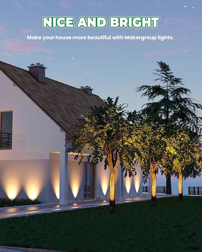 Low Voltage Brass Landscape Lights, Solid Outdoor Spotlights with Replaceable MR16 LED Bulb 5W, 2700K Warm White, 12V 24V Landscape Lighting, Waterproof Design for Garden, Yard, Patio
