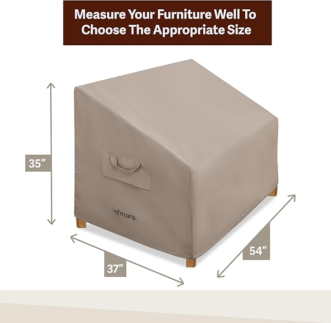 Elmara Outdoor Couch Covers – Waterproof, UV Fade-Resistant Outdoor Sofa Covers Made of Heavy Duty Olefin – Durable All Weather Design Keeps Your Couch or Loveseat Safe (Taupe)