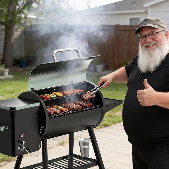 DAMNISS Pellet Smoker Grill Combo, 565 SQ.IN Cooking Area with PID Temperature Control (180-450°F) Electric BBQ Meat Grills & Smokers, Patio Backyard for Roast Outdoor