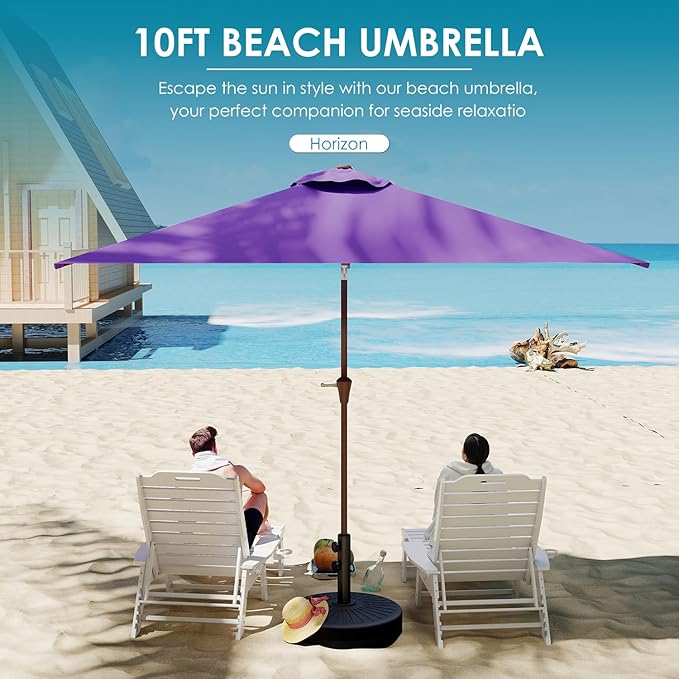 GREENVINES 6.5X10 FT Rectangular-Patio-Umbrella | Outdoor-Table-Umbrellas | 6 Sturdy Steel Ribs | Push Button Tilt & Crank | Waterproof | Market Umbrella | for Pool Backyard Garden Deck | Purple