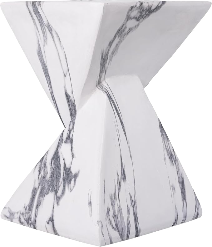 Christopher Knight Home 18.5 Inch Modern Outdoor Faux Concrete Side Table, Patio End Table with Sculptural Fluted Geometric Design, Accent Table for Garden Balcony Poolside