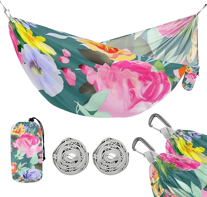 Spring Fresh Vivid Flowers Colorful 330lb Capacity Hammocks with Tree Straps Portable Hammock for Outside Beach Patio Garden Bases para hamacas para adultos