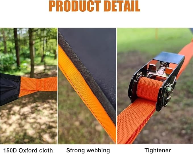 Camping Hammock， Portable 3 Point Tree Tent Hammock with Heavy Duty Tree Straps & Storage Pocket