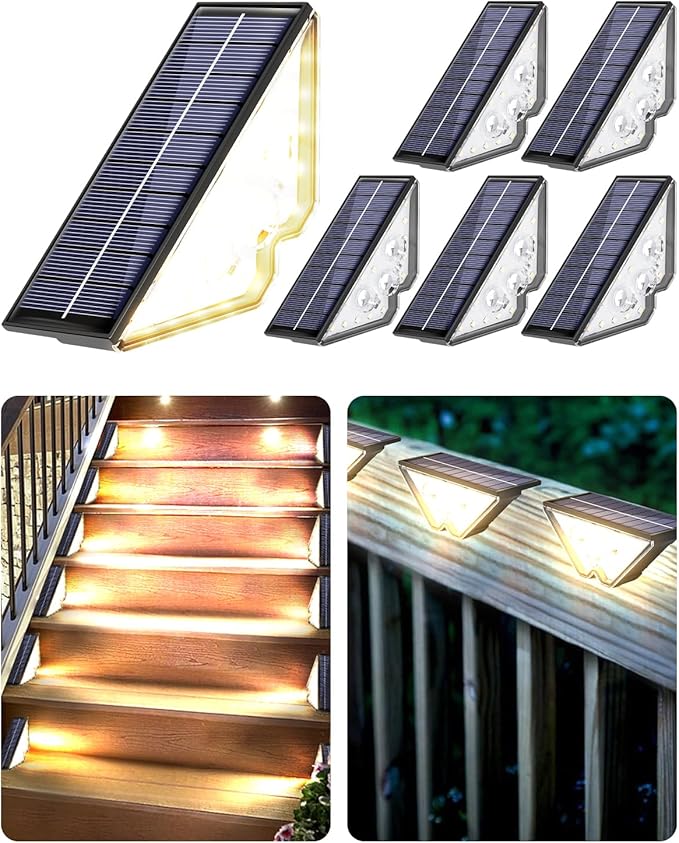 Solar Powered Step Lights for Outside Waterproof Led, Deck Outdoor Decor Stair Stairwell Lighting for Front Door, Patio, Back Porch, Ring Pathway (Warm White, 2pcs) (Warm White, 1pc)