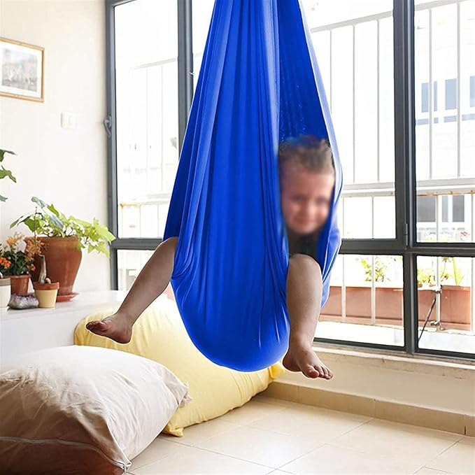 Indoor Therapy Swing for Kids, (Hardware Included) Snuggle Cuddle Hammock for Children with Autism, ADHD, Aspergers, Sensory Integration (Color : Royal Blue, Size : 150x280cm/59x110in)