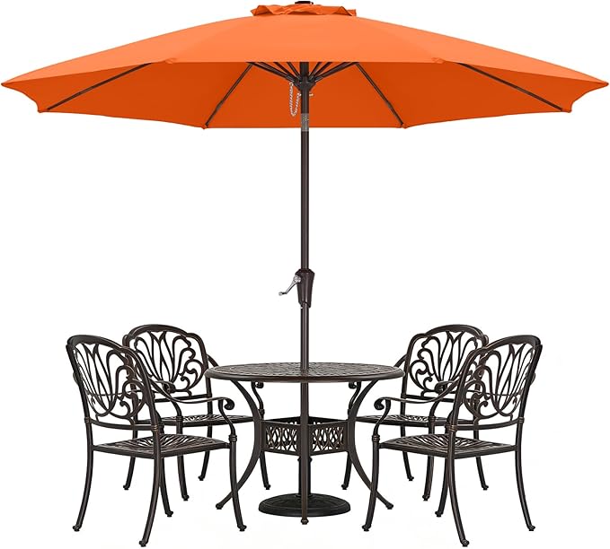 ABCCANOPY 10FT Patio Umbrella, Outdoor Waterproof Table Umbrella with Push Button Tilt and Crank, 8 Ribs UV Protection Pool Umbrella for Garden, Lawn, Deck & Backyard (Coral)